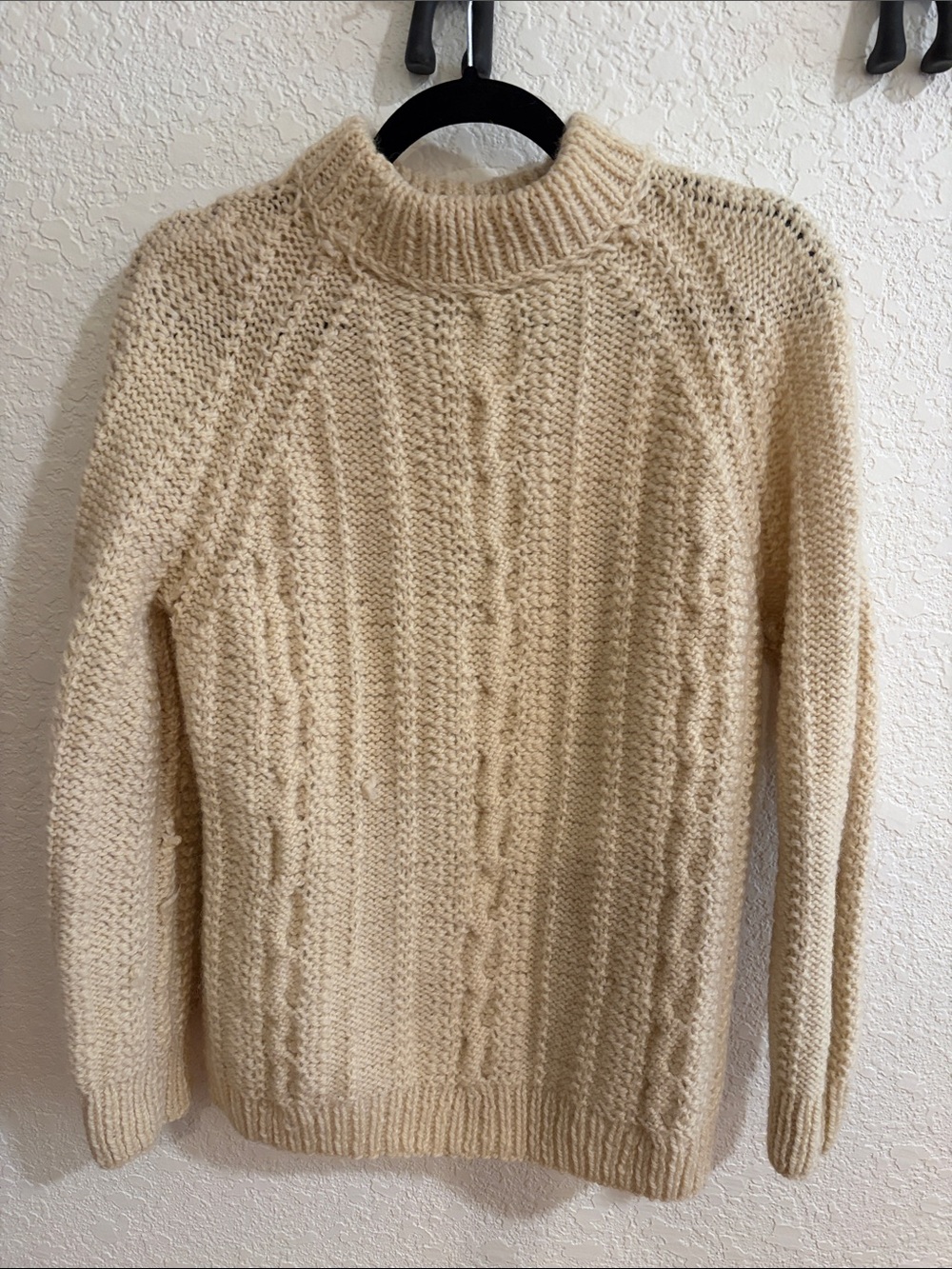 Vintage Cream Cable Knit Turtleneck Sweater